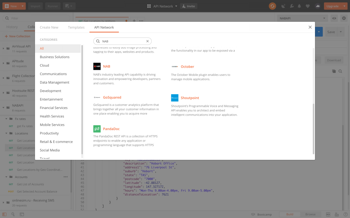 API Network Exploration: NAB API | Postman Blog