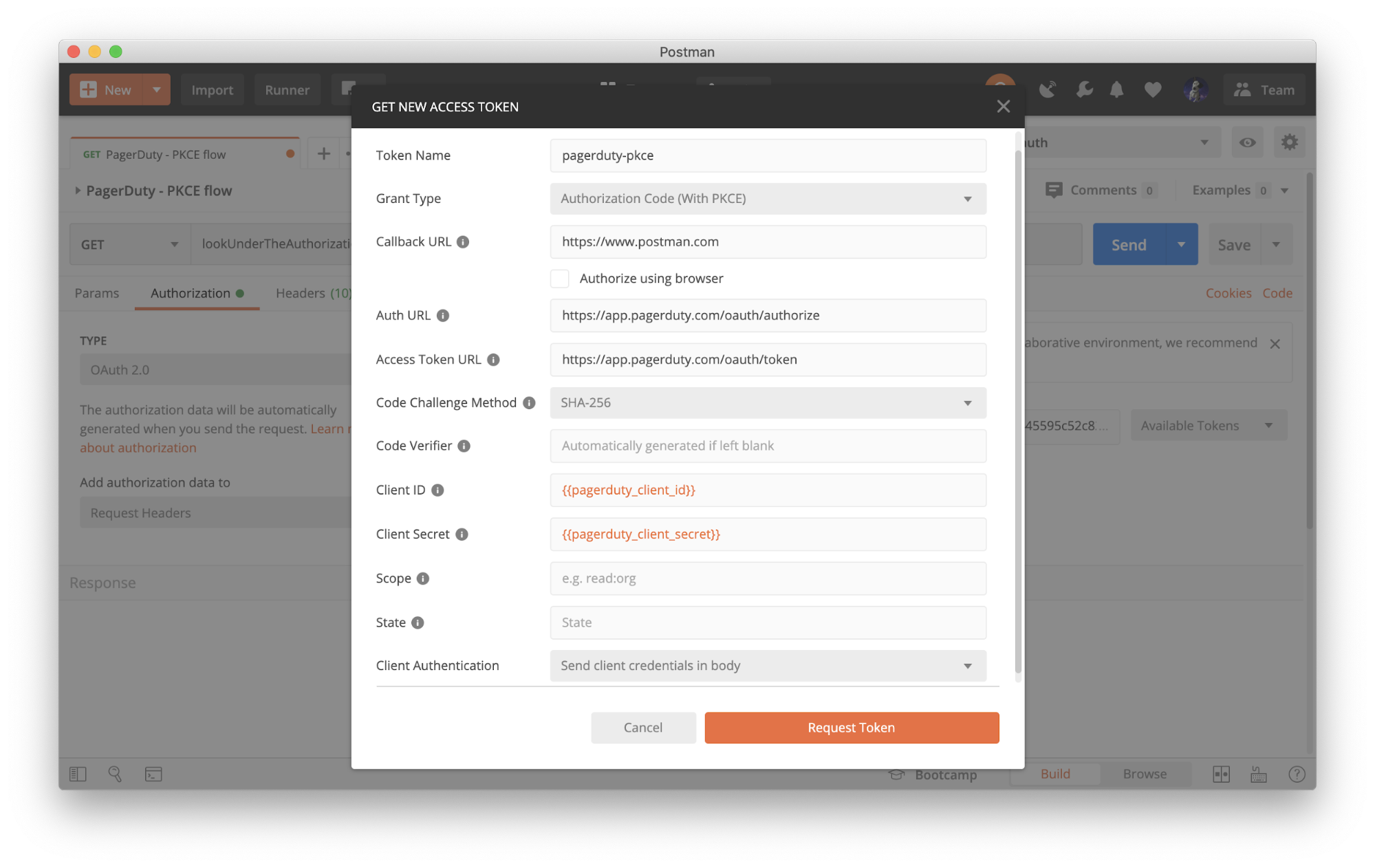 Setting up Authorization Code flow (with PKCE) in Postman