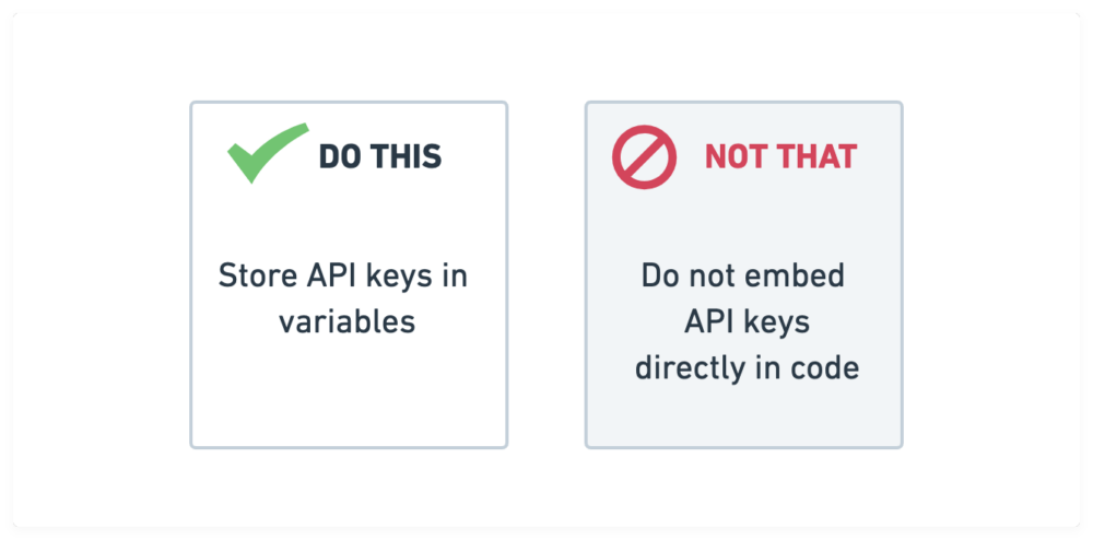 Do not embed API keys directly in code