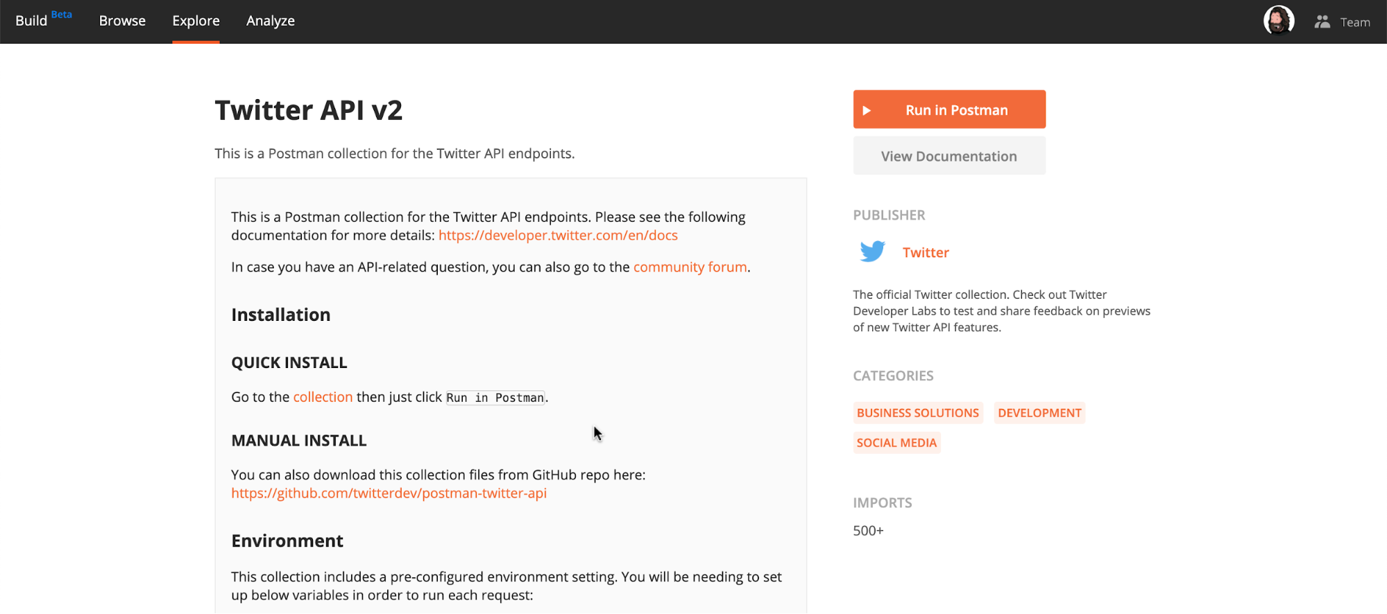 Twitter API v2 collection in Postman