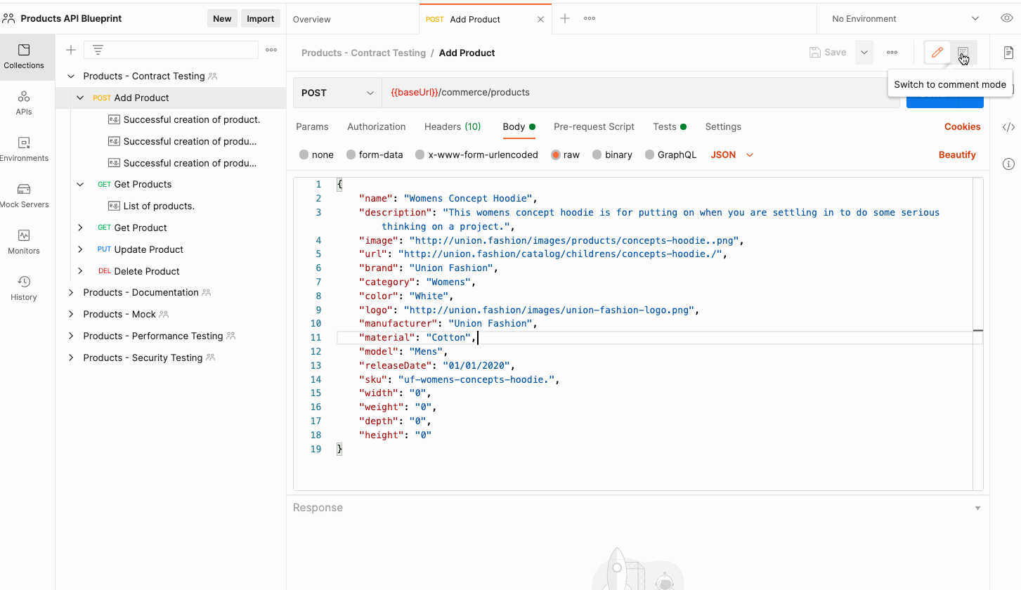 Inline commenting in Postman