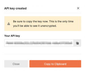 Postman API Key created