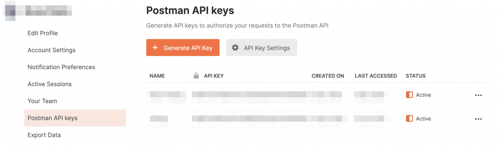 Postman API Keys