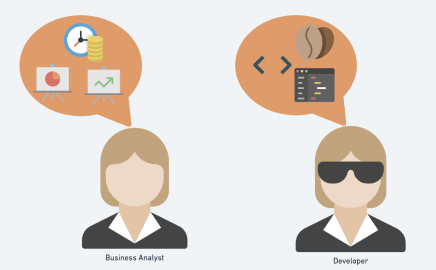 A business analyst and a developer may have different objectives and perspectives