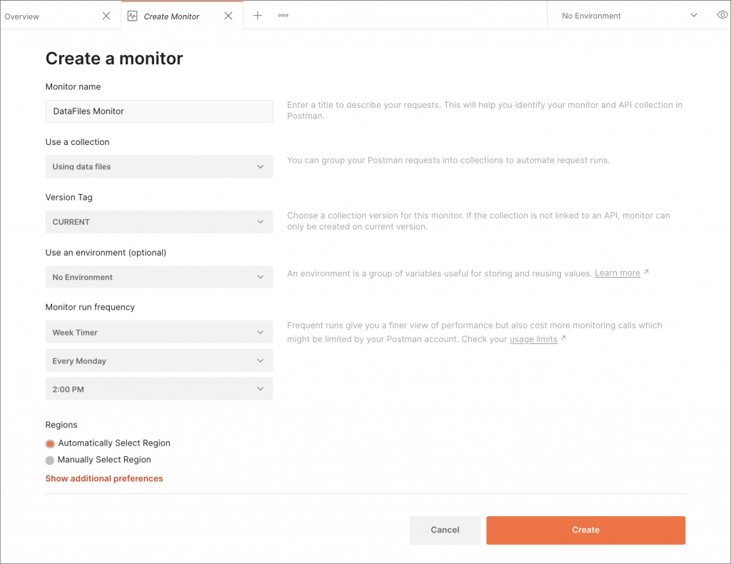 Creating a monitor in Postman