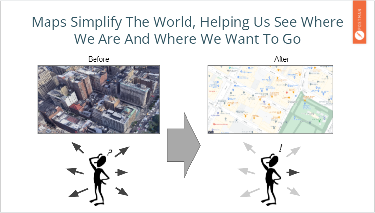 Maps simplify complex environments, allowing us to see areas of opportunity