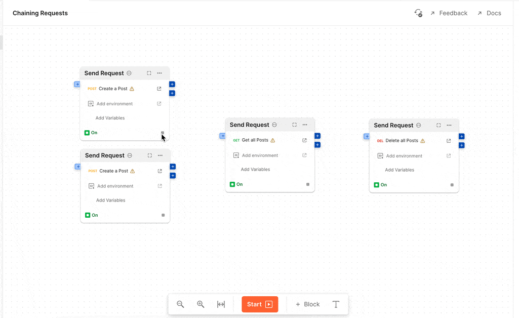 Chaining requests in Postman Flows
