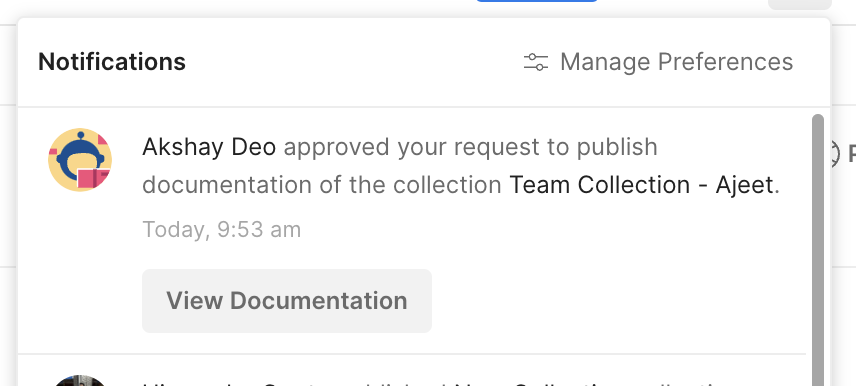 Notifications for updates on publish requests