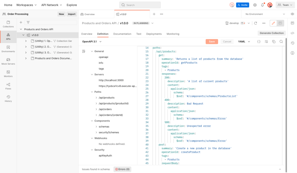 Authoring API definitions in Postman’s API BuilderAuthoring API definitions in Postman’s API Builder