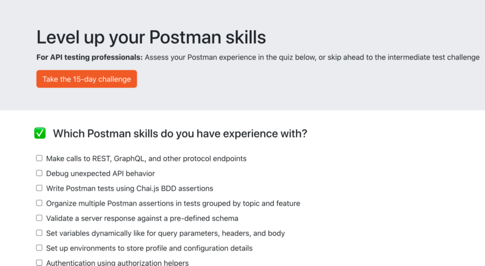 Assess your Postman experience in this skills for API testing professionals