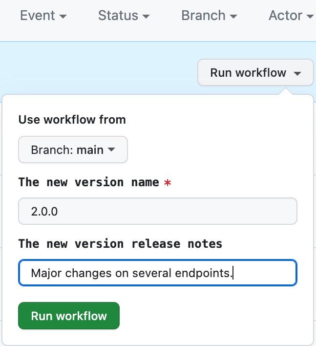 The Sync OpenAPI with Postman GitHub action run workflow form.