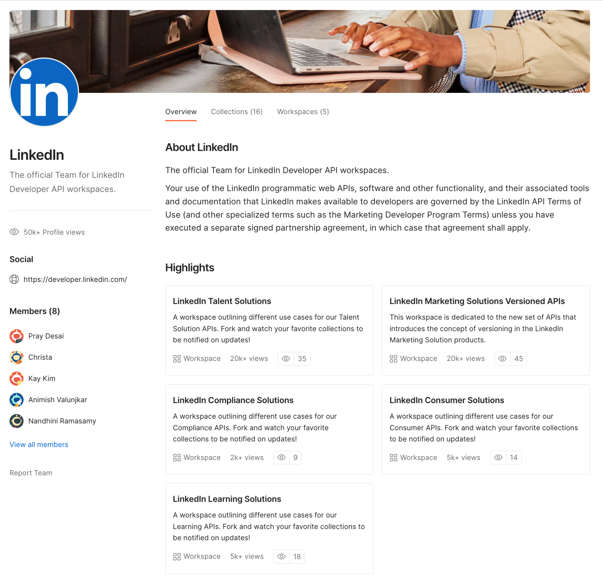 LinkedIn uses separate workspaces for each function