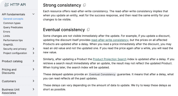 Strong Consistency vs. Eventual Consistency Explained in commercetools Docs